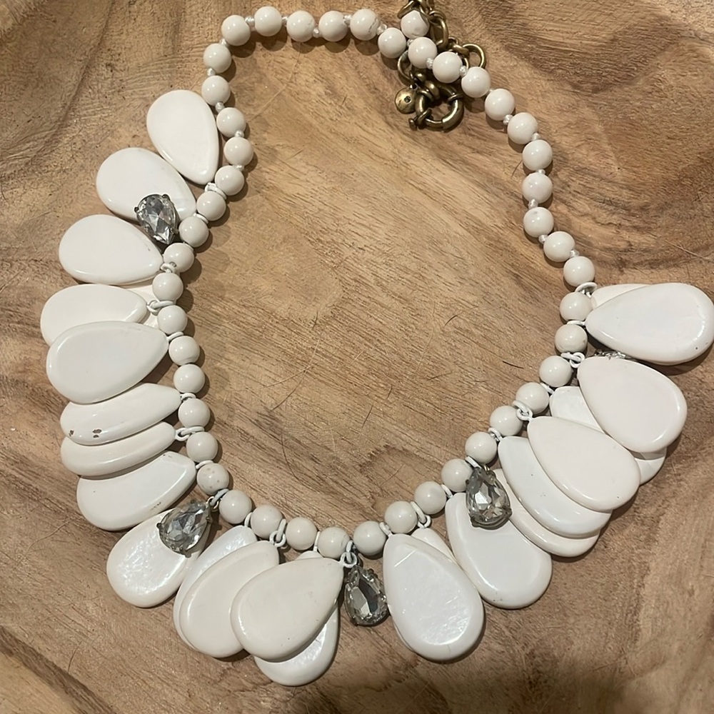 J.Crew White Pendant and Gem Statement Necklace